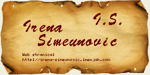Irena Simeunović vizit kartica